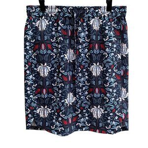 Ann Taylor Loft Floral Tapestry Skirt Sz L Pull-On Pockets Indie Dark Academia